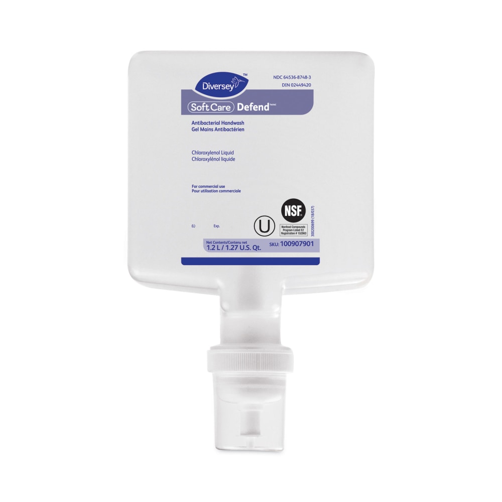 Diversey Soft Care Defend Handwash Refill for IntelliCare Dispensers, Fragrance-Free, 1.2 L, 6/Carton