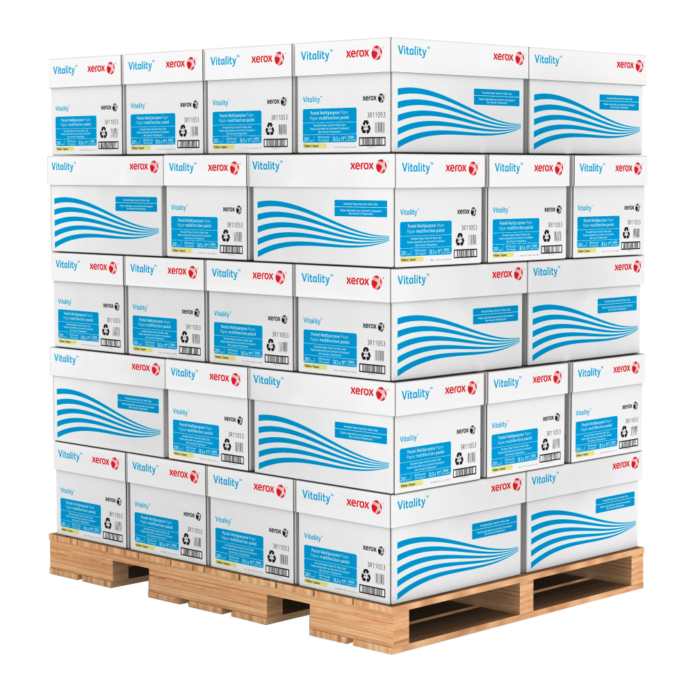 Xerox Vitality Pastel Color Multi-Use Printer & Copy Paper, 400 Reams, Yellow, Letter (8.5in x 11in), 200000 Sheets Per Pallet, 20 Lb