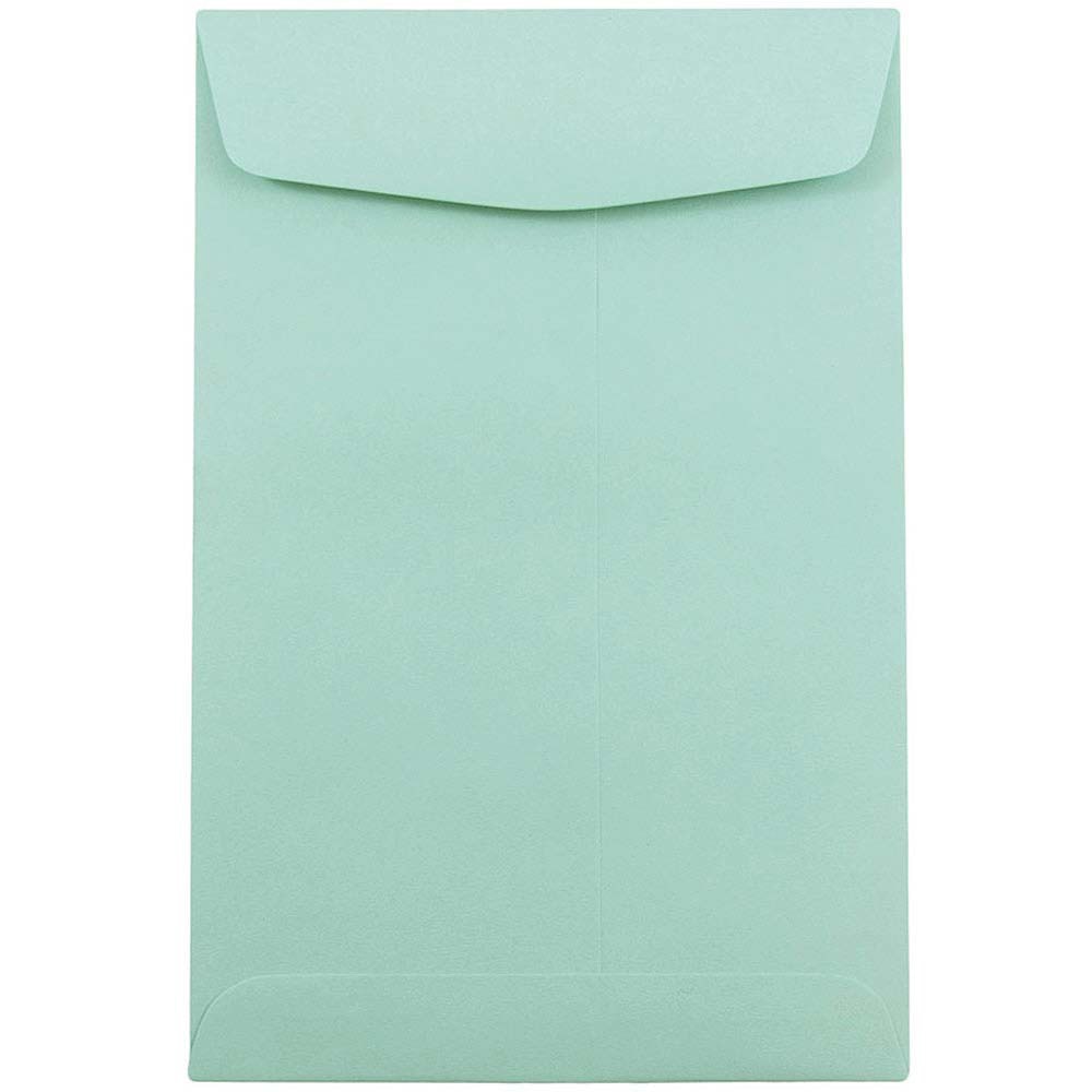 JAM Paper Open-End 6in x 9in Catalog Envelopes, Gummed Closure Aqua, Pack Of 25