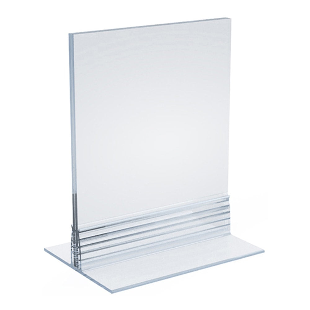 Azar Displays Acrylic T-Strip Vertical/Horizontal Sign Holders, 4inL x 5inH, Clear, Pack Of 10 Sign Holders