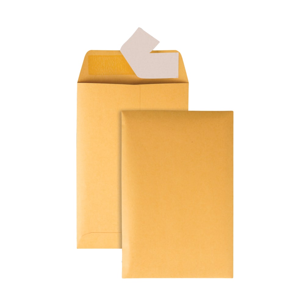 Office Depot Brand Manila Catalog Envelopes, 6in x 9in, Clean Seal, Brown Kraft, Box Of 250