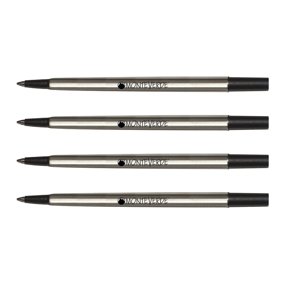 Monteverde Rollerball Refills For Parker Rollerball Pens, Fine Point, 0.5 mm, Black, Pack Of 4 Refills
