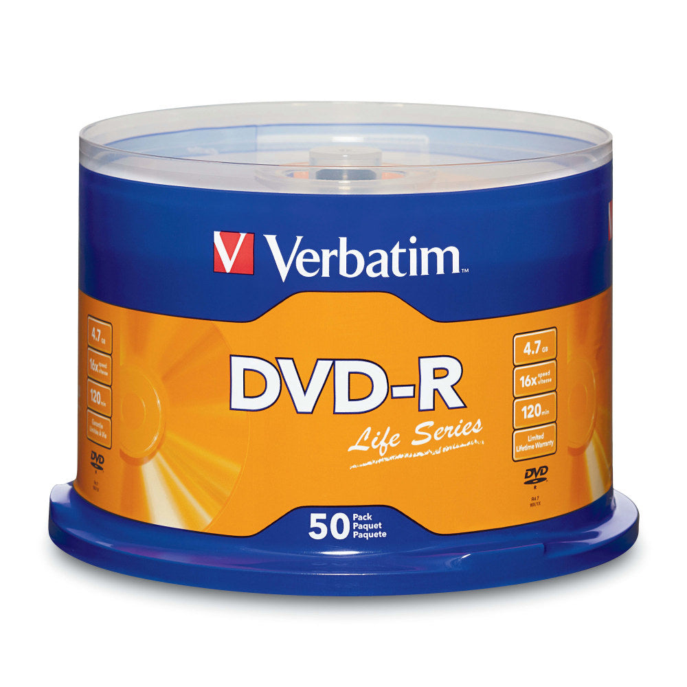 Verbatim Life Series DVD-R Disc Spindle, Pack Of 50