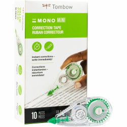 Tombow Mono Correction Tape, Mini, 1/6in x 315in, 60% Recycled, White, Pack Of 10