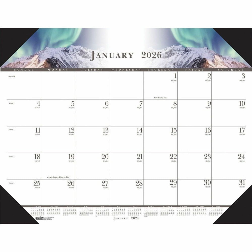 House of Doolittle Recycled Illustrated Desk Pad Calendar - Julian Dates - Monthly - January 2024 - December 2024 - HOD140HD