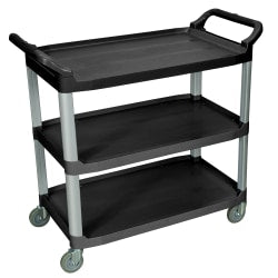 Luxor 3-Shelf Serving Cart, 37 1/4inH x 40 1/2inW x 19 3/4inD, Black