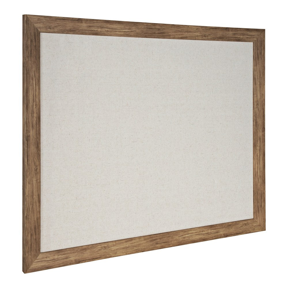 DesignOvations Beatrice Framed Linen Fabric Pinboard, 27in x 33in, Black, Rustic Brown Plastic Frame