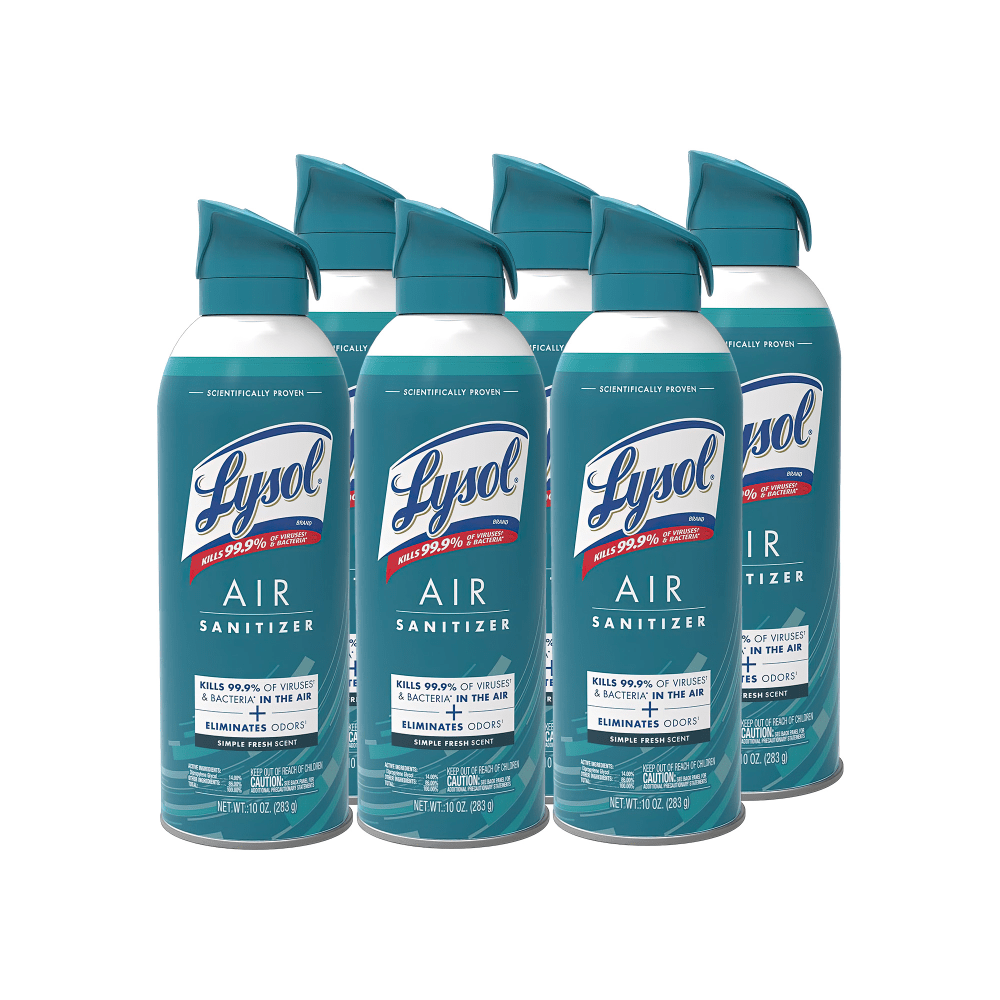 LYSOL Air Sanitizer Spray - Simple Fresh 10 oz., Case of 6 cans