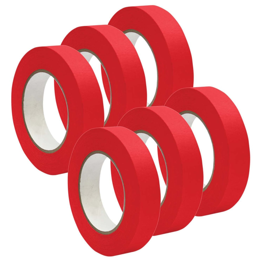 DSS Distributing Premium-Grade Masking Tape, 3in Core, 1in x 55 Yd., Red, Pack Of 6