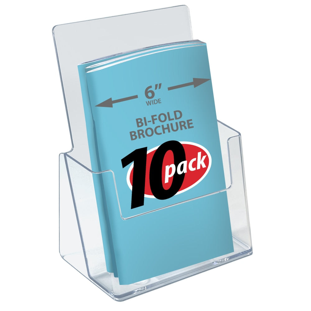 Azar Displays Countertop Bifold Brochure Holders, 6-1/2in x 9-1/2in, Clear, Pack Of 10 Holders