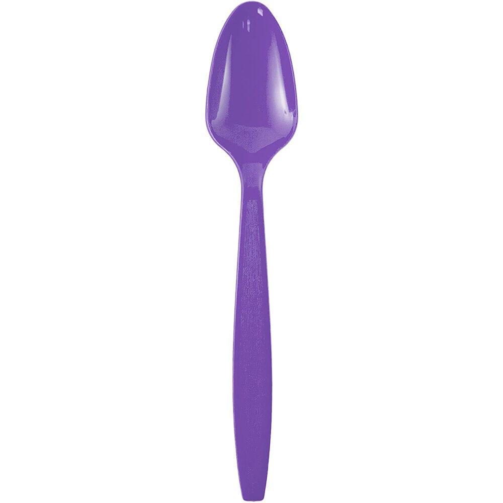 JAM PAPER Big Party Pack of Premium Plastic Spoons, Purple, 100 Disposable Spoons/Box