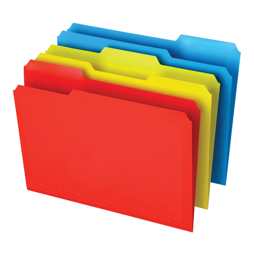 Office Depot Brand Poly File Folders, Letter Size, 1/3 Cut, Assorted Colors, Pack Of 12