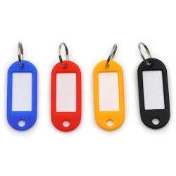 CARL Split Ring Key Tags - 3in Length x 3in Width - Ring Fastener - Plastic - Assorted - 20 / Pack