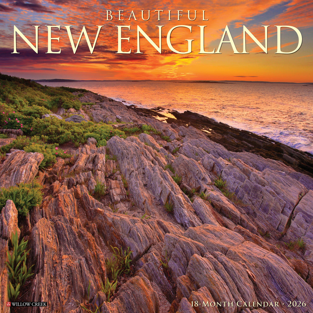 2026 Willow Creek Press Scenic Monthly Wall Calendar, 12in x 12in, Beautiful New England, January To December, 50163
