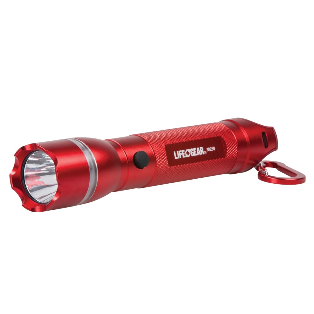 Life+Gear 4W Battery-Powered Non-Rechargeable 300-Lumen Search Light With Emergency Signaling, 1-3/8inH x 1-3/8inW x 7-1/16inD, Red