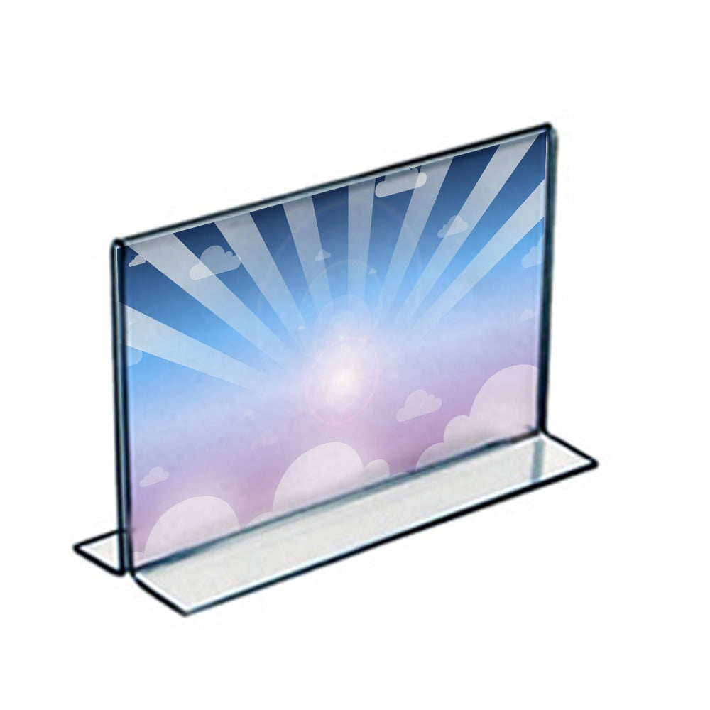 Azar Displays Double-Foot Acrylic Sign Holders, 5 1/2in x 8 1/2in, Clear, Pack Of 10