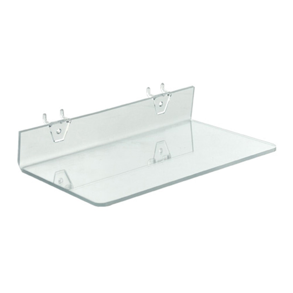 Azar Displays Acrylic Shelves For Pegboard And Slatwall Systems, 13-1/2inW x 6inD, Clear, Pack Of 4 Shelves