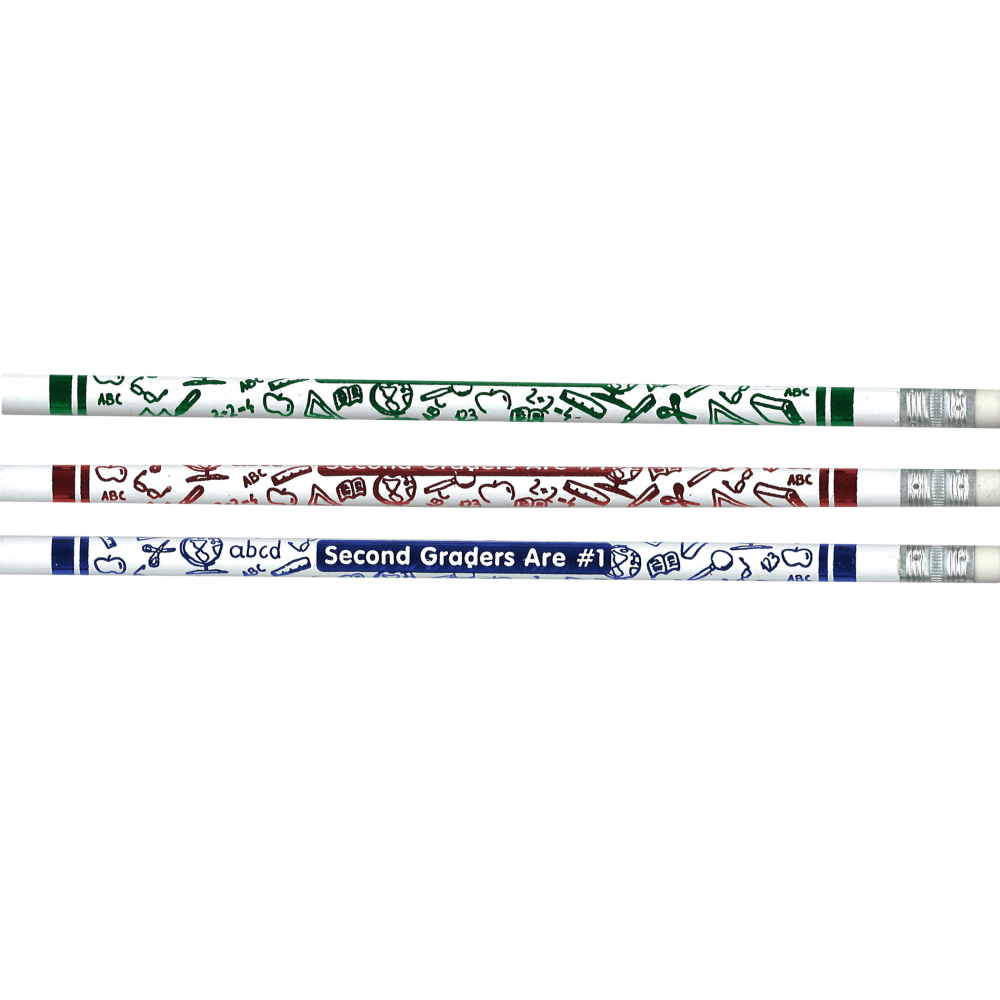 J.R. Moon Pencil Co. Pencils, HB #2/Medium, Second Graders Are #1, Multicolor, Pack Of 144 Pencils