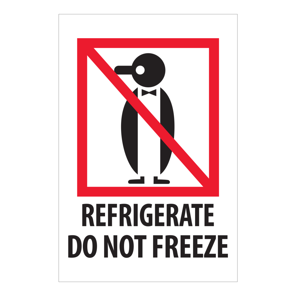 Tape Logic International Safe-Handling Labels, "Refrigerate Do Not Freeze", IPM505, Rectangle, 4in x 6in, Multicolor, Roll Of 500 Labels