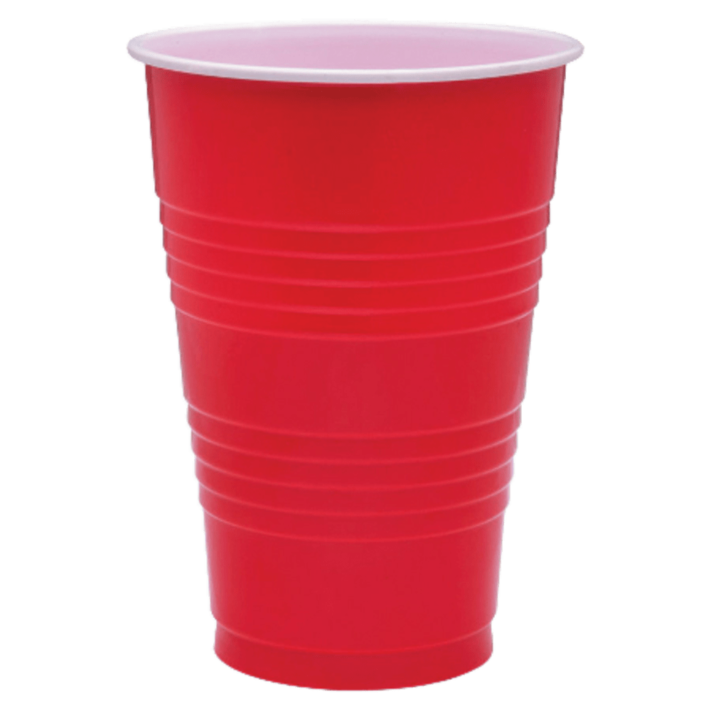 Genuine Joe Plastic Party Cups, 16 Oz, Red, Pack Of 50