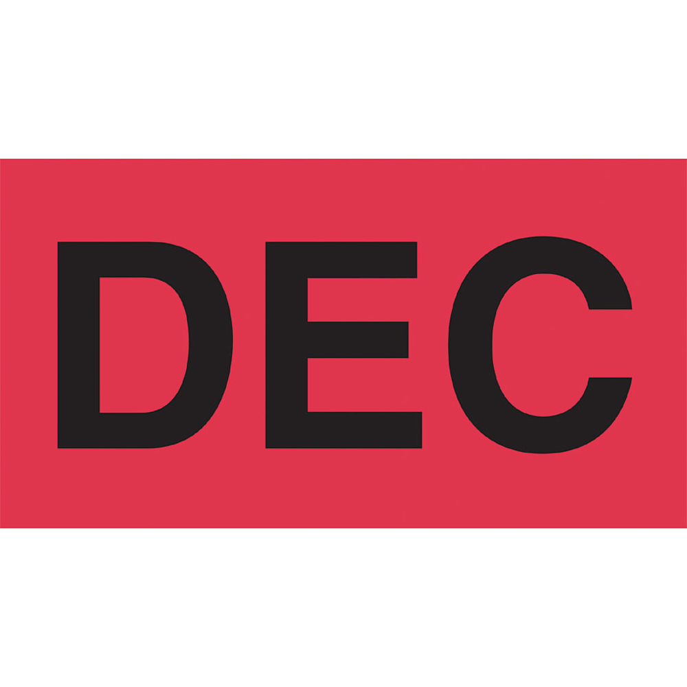 Tape Logic Permanent Inventory Label Roll, DL6922, Month-Style, "DEC," 6in x 3in, Red, Roll Of 500