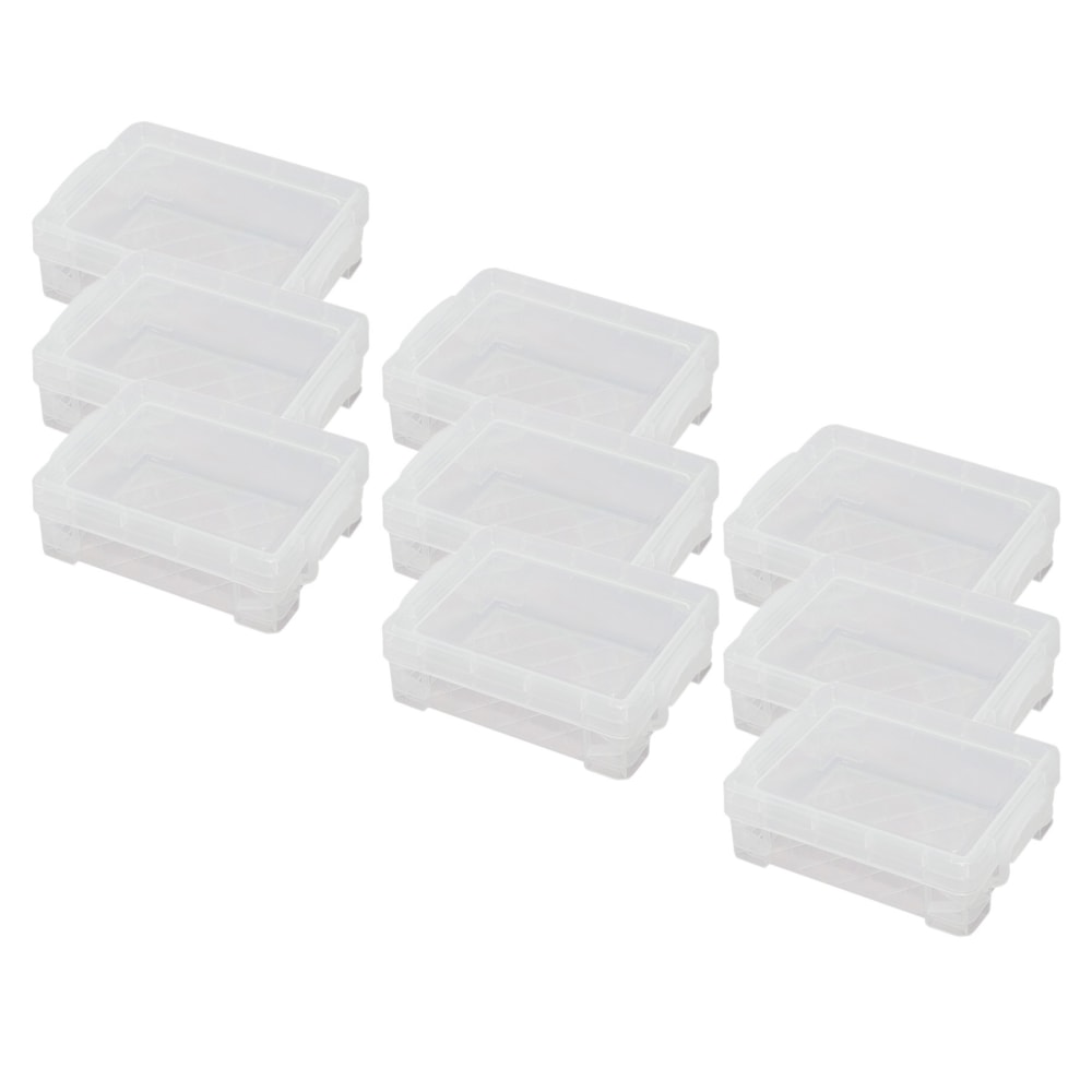 Super Stacker Crayon Boxes, 1-11/16inH x 3-7/16inW x 4-3/4inD, Clear, Pack Of 9 Crayon Boxes