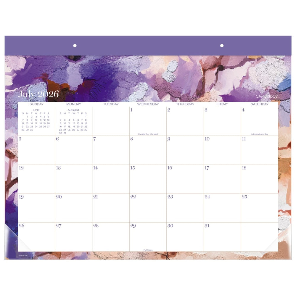 Mead Cambridge Susan Academic 2026-2027 Monthly Desk Pad Calendar, Standard, 17in x 21 3/4in