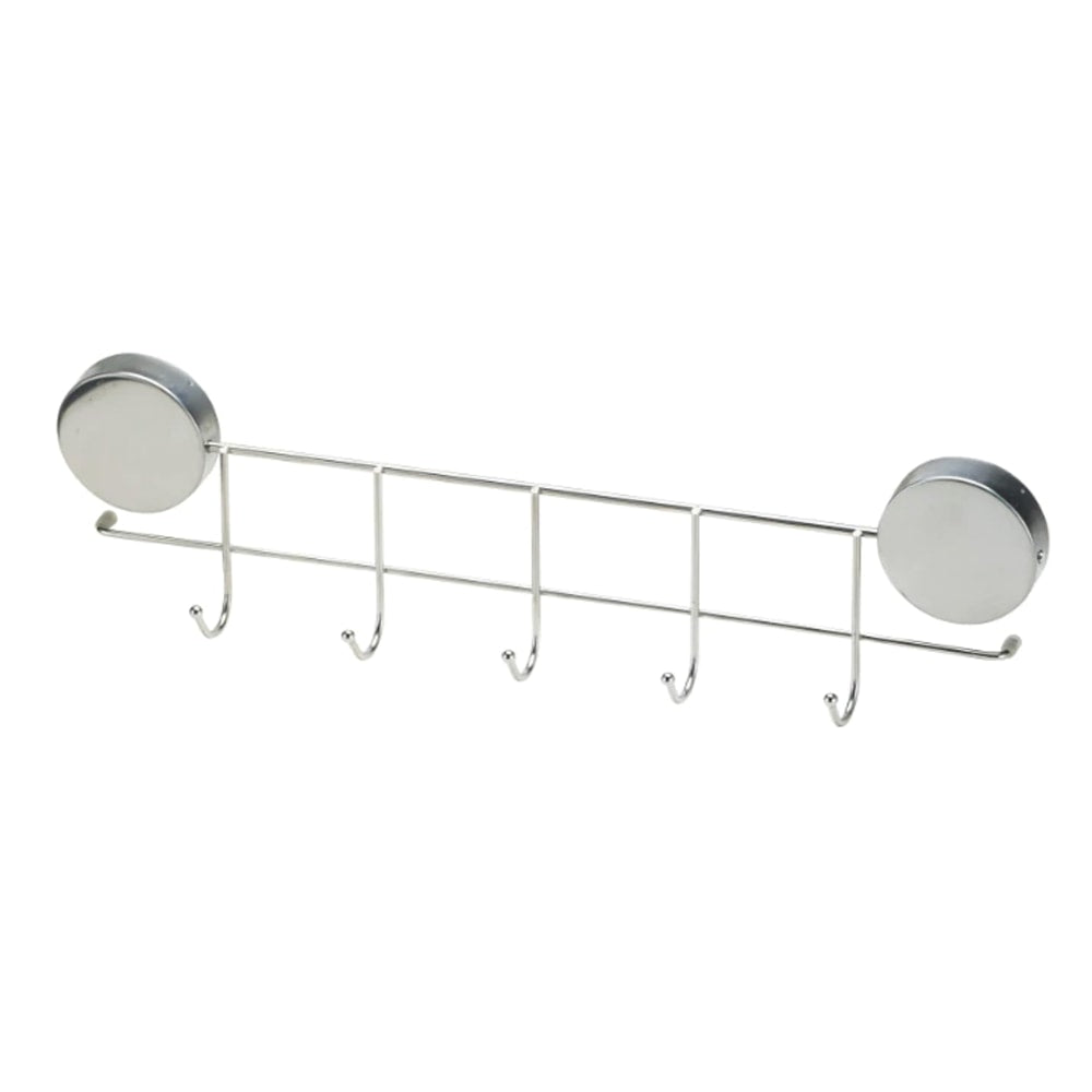 Better Houseware Stainless-Steel Magnetic 5-Hook Utensil Rack, 3-1/2inH x 13-1/4inW x 1-3/4inD, Black