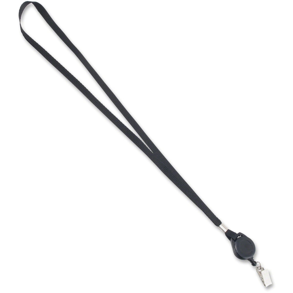 Advantus Retracting ID Reel Badge 36in Lanyard - 36in Length - Black - 12 / Box