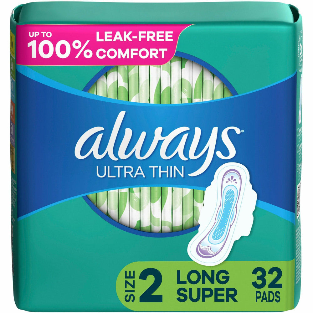 Always Flexi-Wing Ultra Thin Pads - With Wings - Super - Anti-leak, Absorbent, Odor-absorbing - 32 / Pack