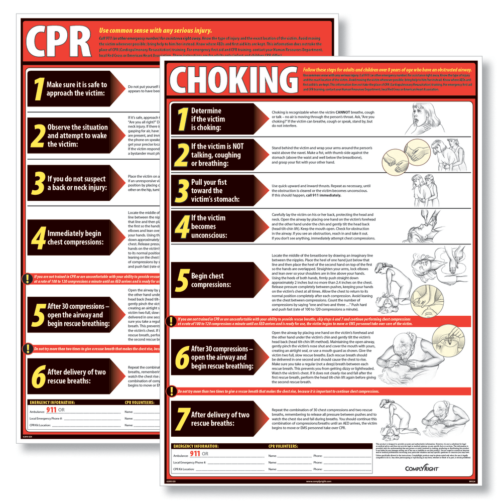 ComplyRight CPR And Choking Poster Bundle, English, 18in x 24in, English