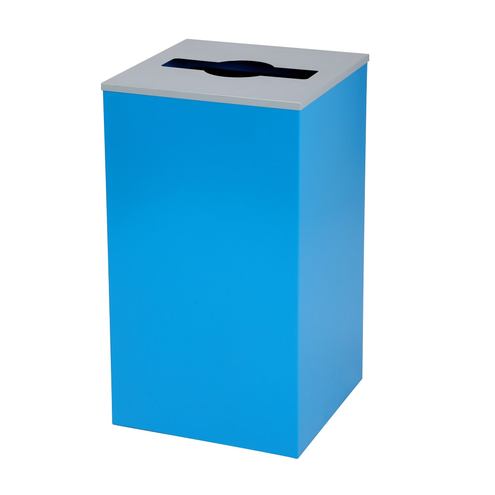Alpine Industries Stainless Steel Recycling Bin With Mixed Lid, 29 Gal, 30inH x 16-15/16inW x 16-15/16inD, Blue, ALP4450KITBLUM