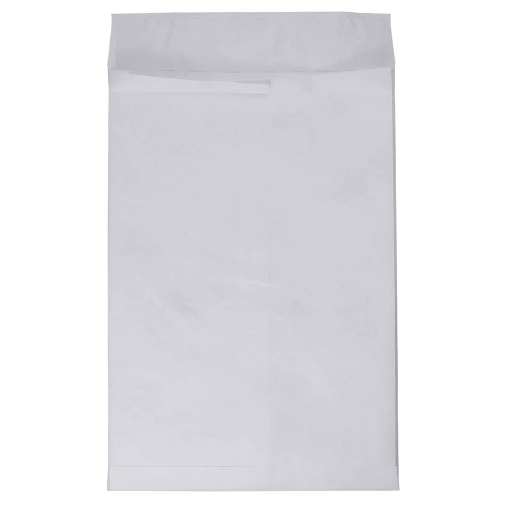 JAM Paper Tyvek Open-End 13inH x 10inW x 1-1/2inD Envelopes, Peel & Seal Closure, White, Pack Of 100 Envelopes