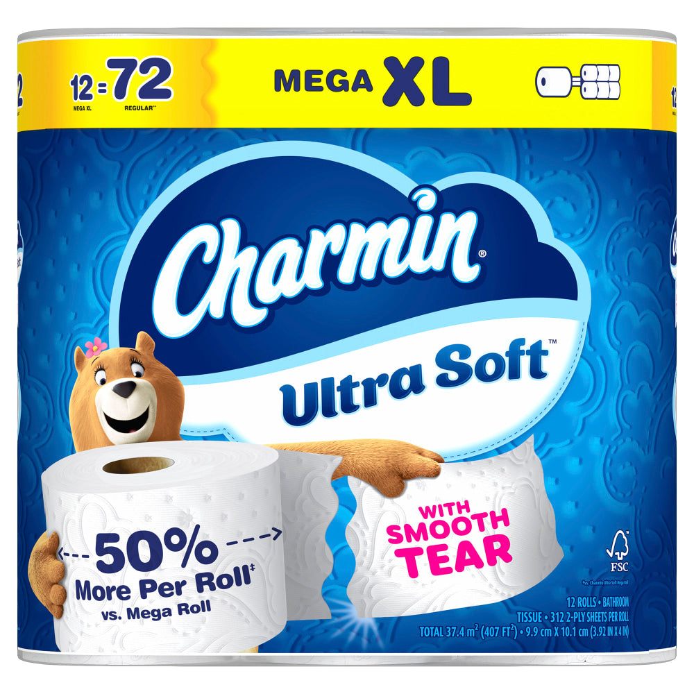 Charmin Ultra Soft 2-Ply Toilet Paper, 104ft, Pack Of 12 Mega XL Rolls