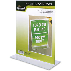 Nu-Dell Double-sided Sign Holder, 8.5inW x 11inH, Rectangular Shape, Double-sided, Self-standing, Acrylic, Clear