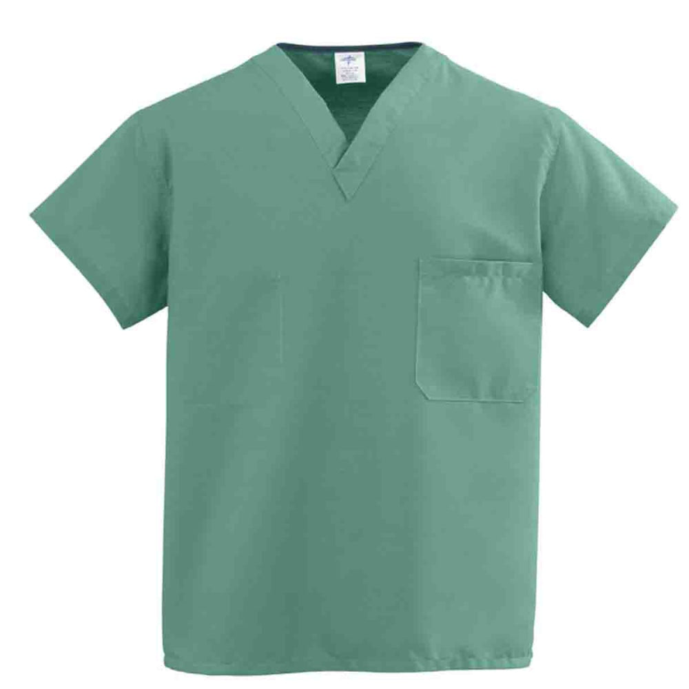 Medline ComfortEase 1-Pocket Reversible Unisex Scrub Top, 3X, Jade