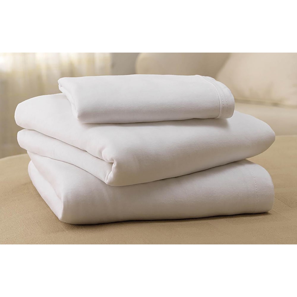 Medline Soft-Fit Knitted Flat Sheets, 60in x 104in, White, Pack Of 12