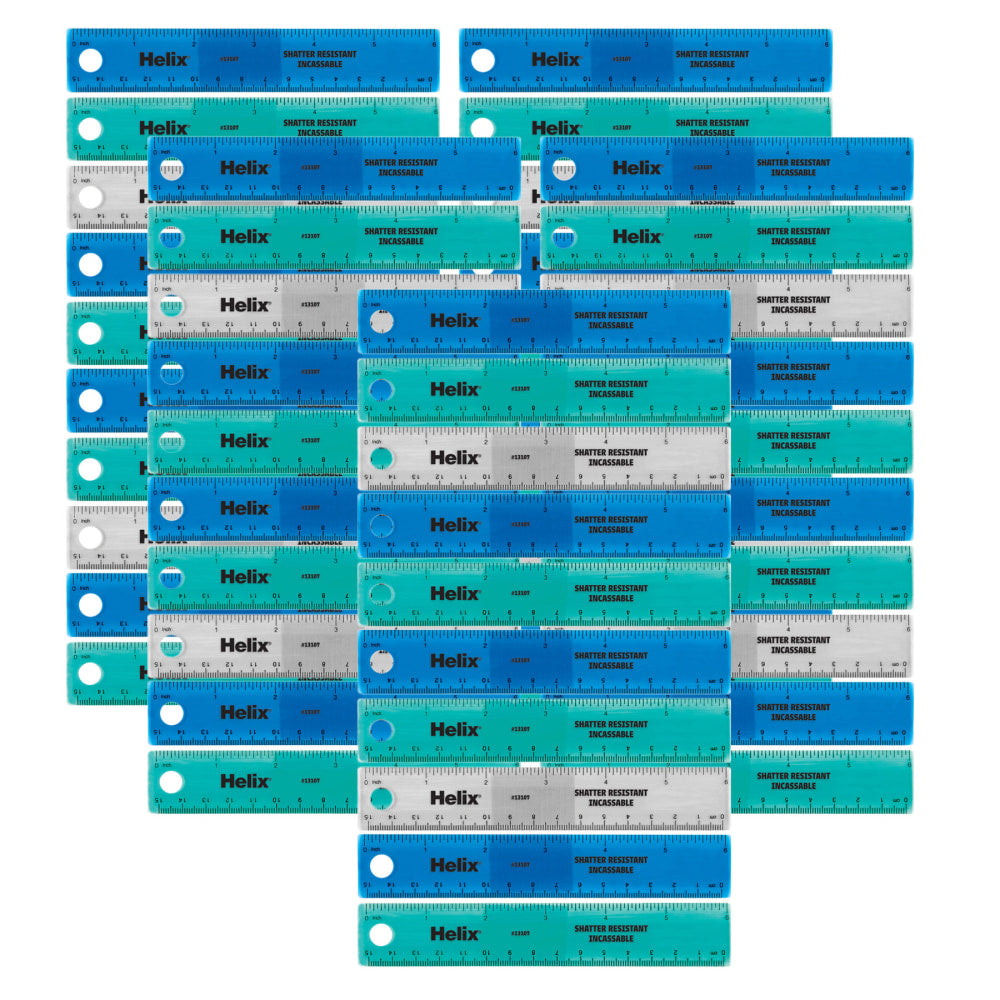 Helix Shatter Resistant Ruler 6in / 15cm, Pack Of 50