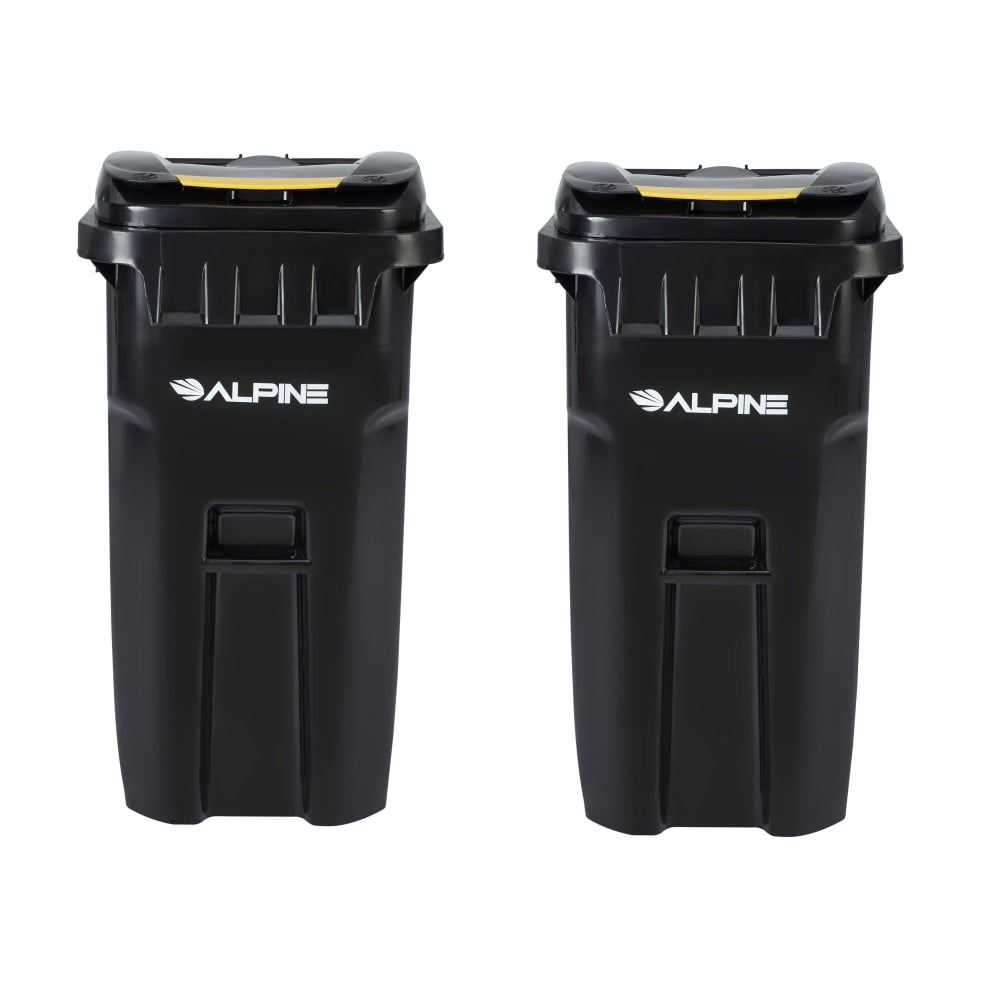 Alpine Industries Plastic, Outdoor Trash Can, 64 Gallons, Black, 2/Pack (500-64-BLK-2PK)