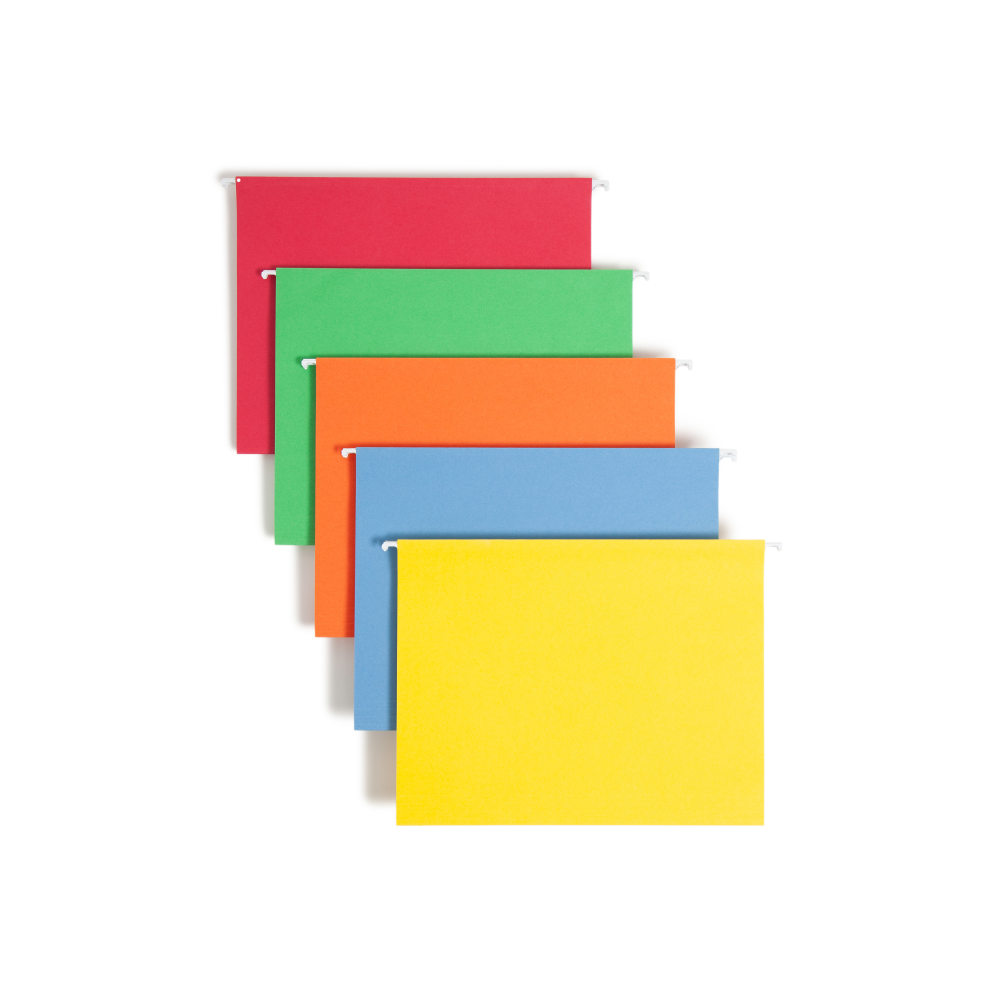 Smead Hanging File Folders, 1/5-Cut Tab, Letter Size, Assorted Primary Colors, Box Of 25 (64059)