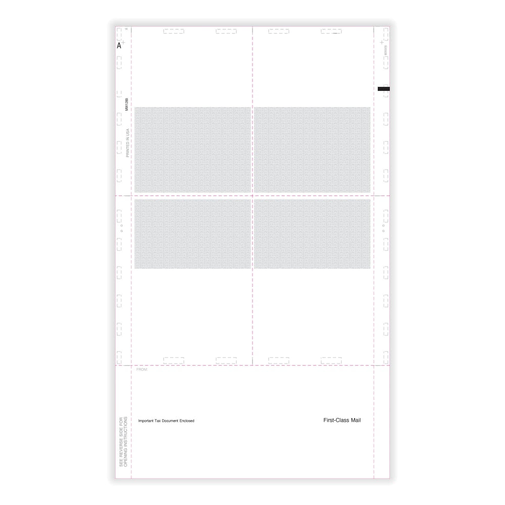 ComplyRight W-2 Tax Forms, 4-Up (Box), With Printed Backer Copy B and C, EZ-Fold Simplex, 14in, Pack Of 500 Forms, 5225B25