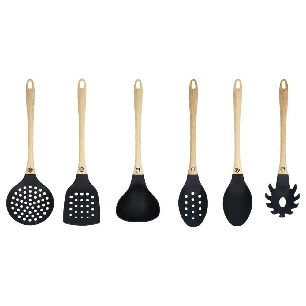 MasterChef 6-Piece Utensil Set With Ergonomic Soft-Touch Handles, Black