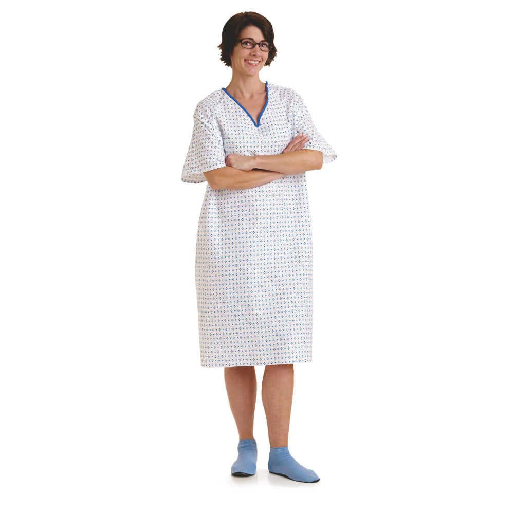 Medline Overlap Back-Closure IV Patient Gowns, 54in, Demure, Pack Of 12
