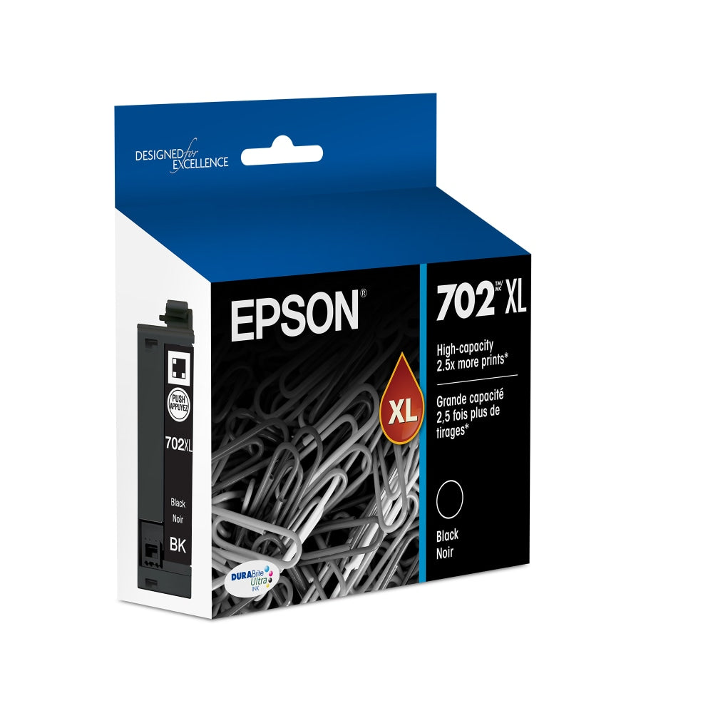 Epson 702XL DuraBrite Black High-Yield Ink Cartridge, T702XL120-S