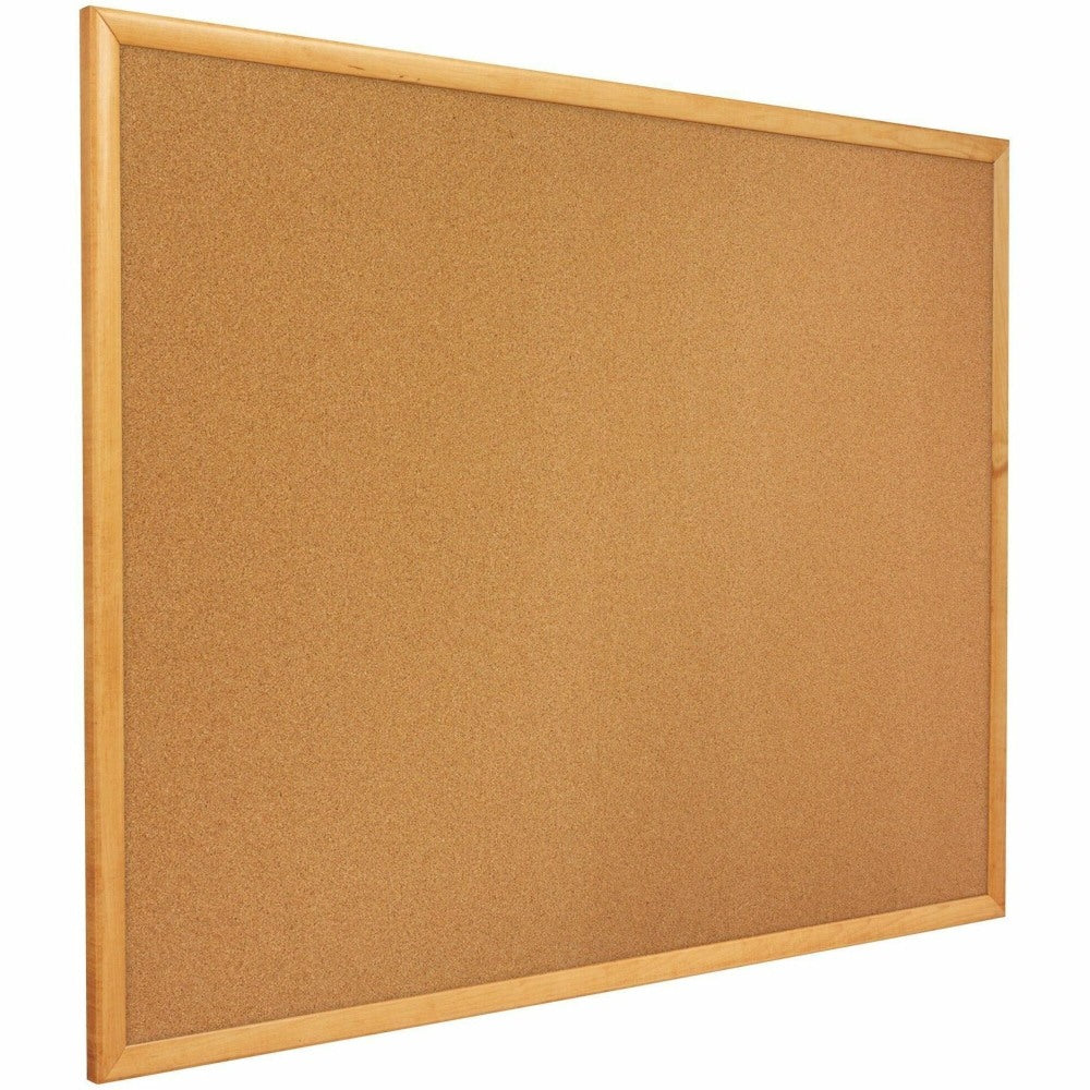 Quartet Cork Bulletin Board, 24in x 36in, Wood Frame With Oak Finish
