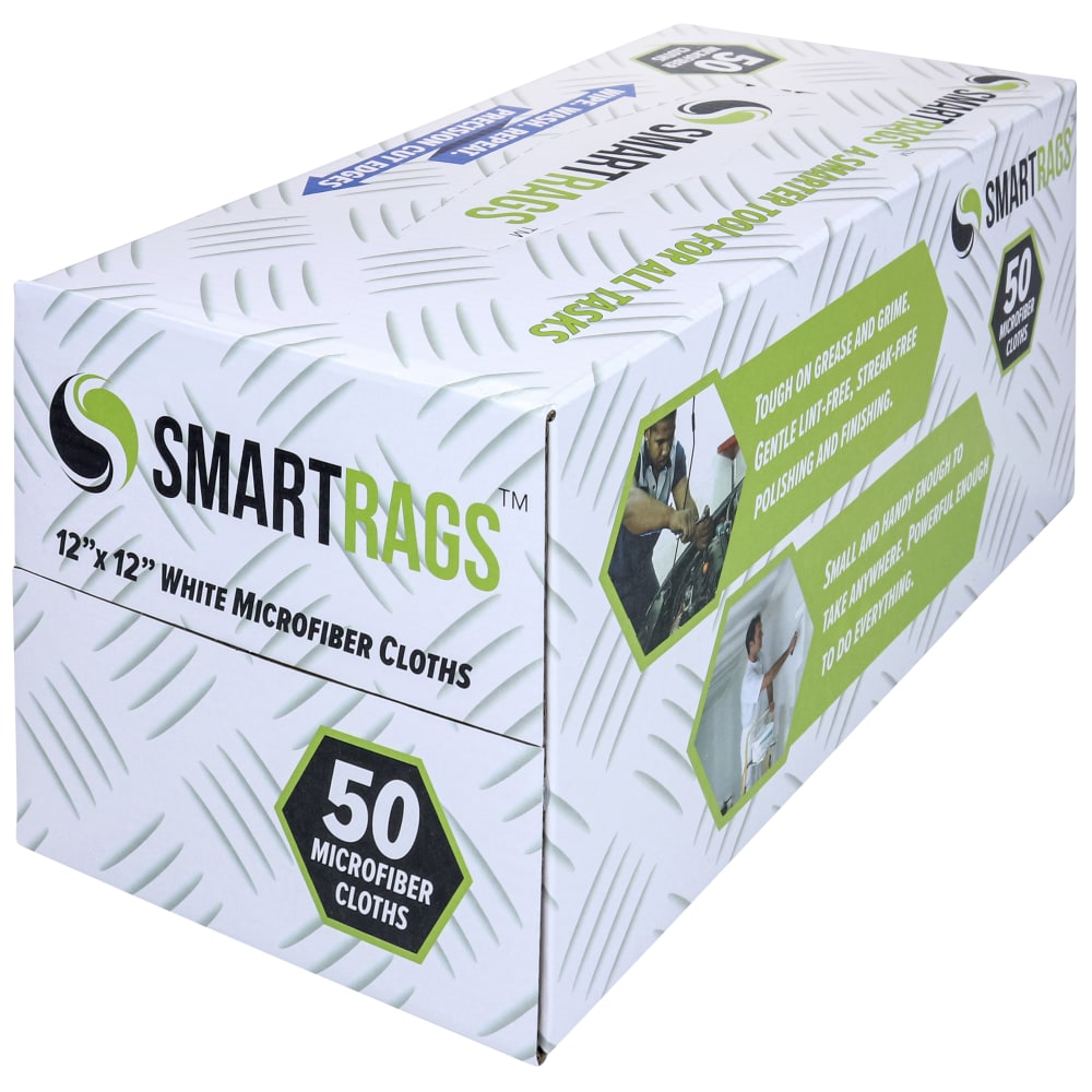 Hospeco SmartRags Disposable Microfiber Towels, 18 Gram, 180 GSM, 12in x 12in, White, 50 Towels Per Box, Case Of 8 Boxes