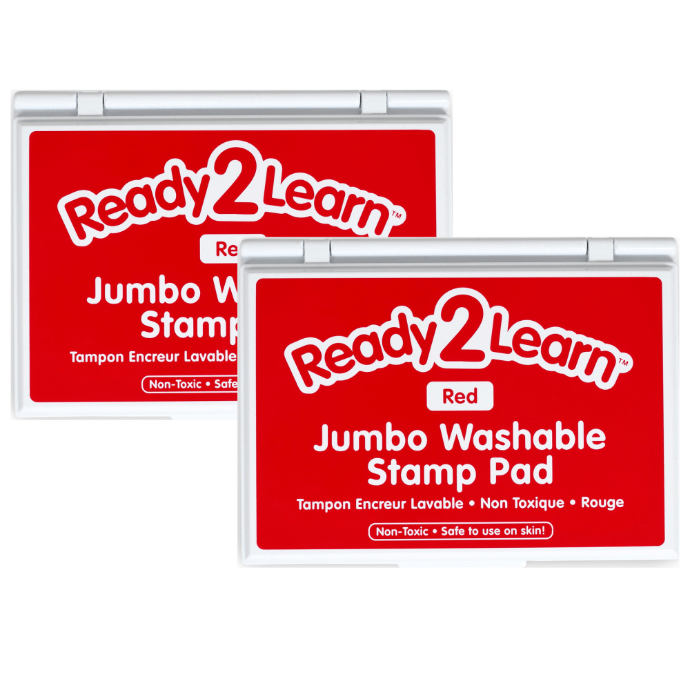 Ready 2 Learn Jumbo Washable Stamp Pads, 4-15/16in x 6-3/4in, Red, Pack Of 2 Pads