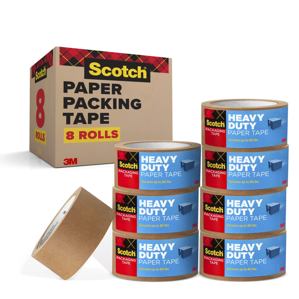 Scotch Box Lock Packaging Tape Refill - 25 yd Length x 1.88in Width - Brown - 8 / Carton