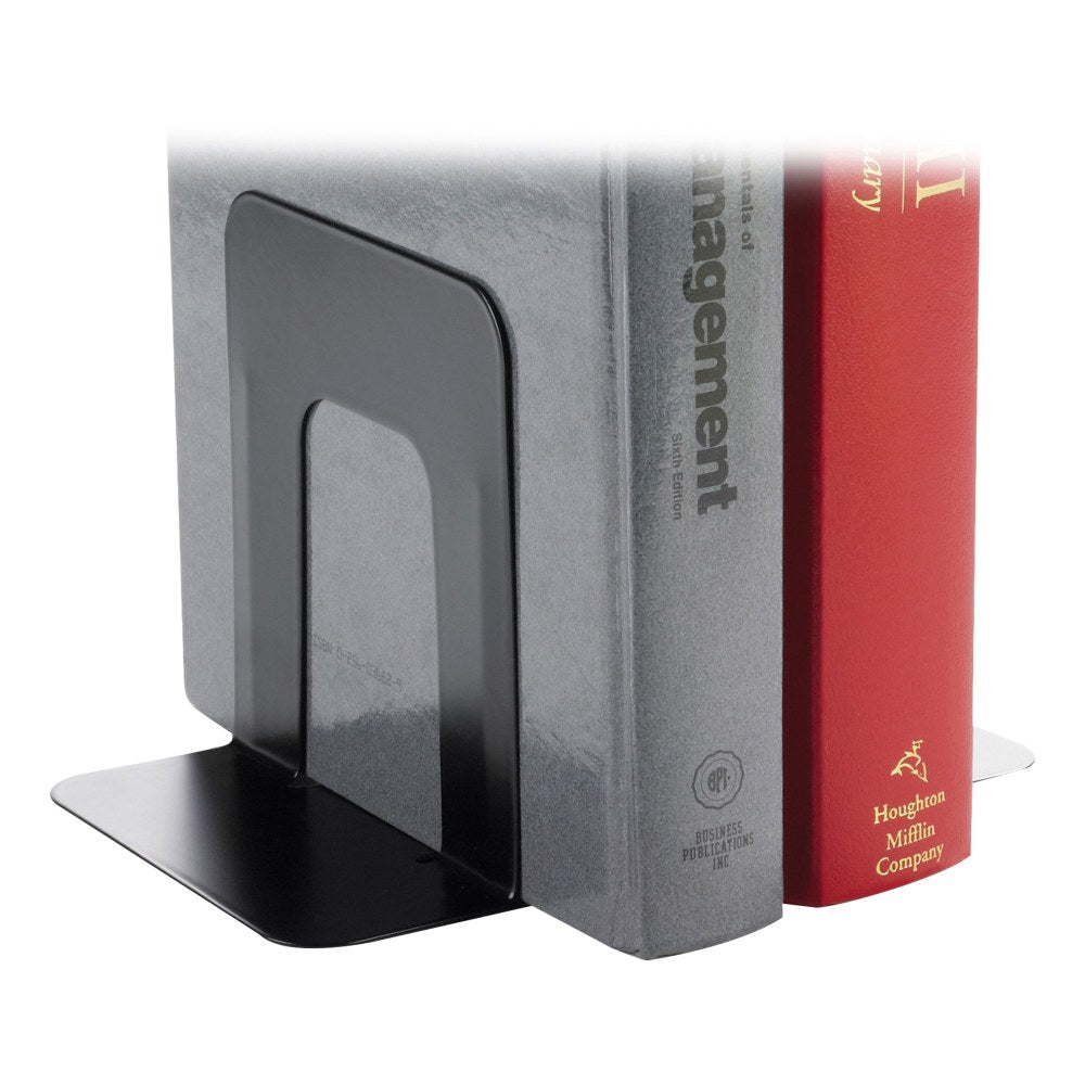 Business Source Heavy-gauge Steel Standard Book Supports, Black, Pack of 6 Sets