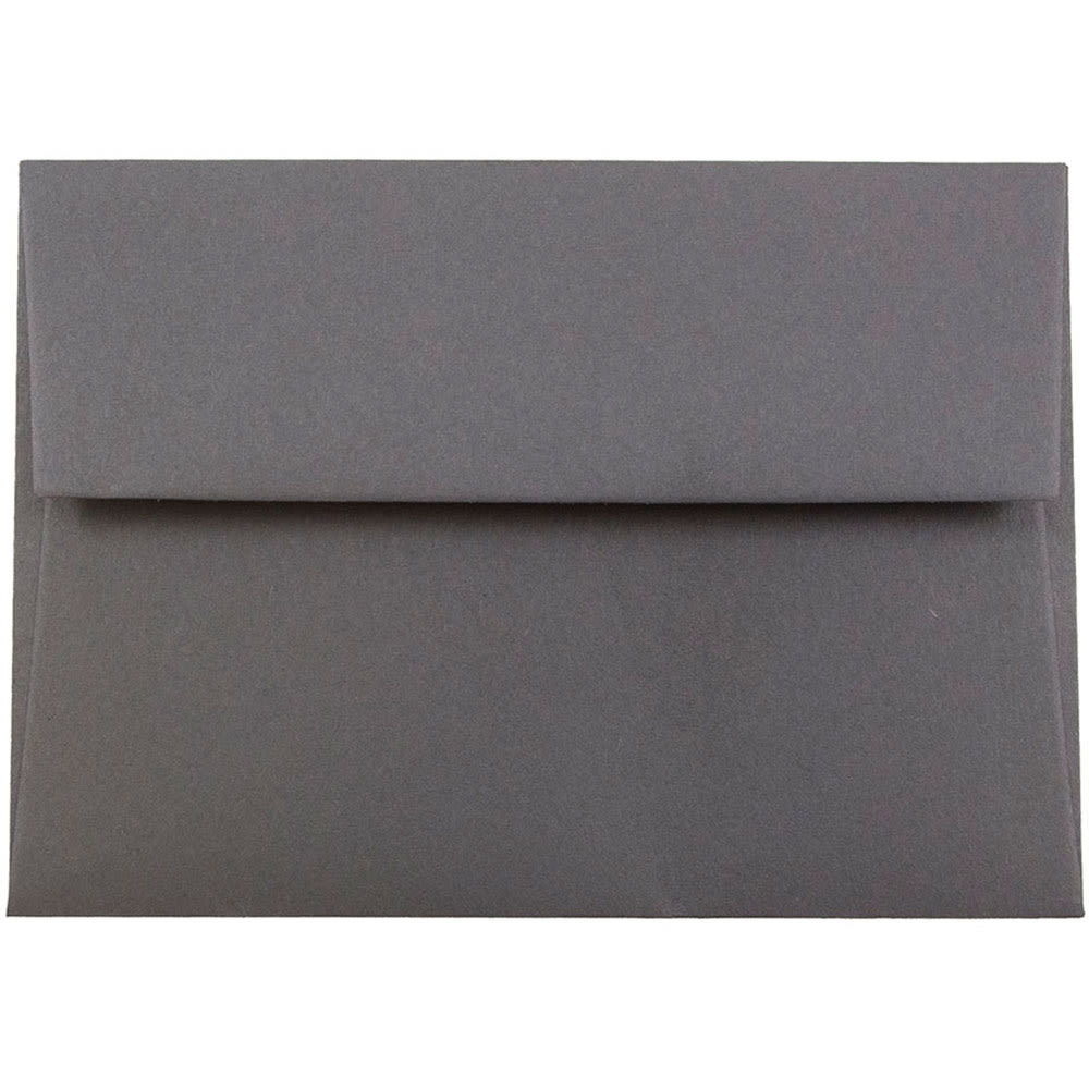 JAM Paper Booklet Envelopes, #4 Bar (A1), Gummed Seal, Dark Gray, Pack Of 25